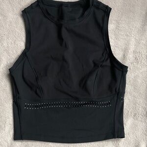 Athleta Black Crop Top with Cut  Out Accents
